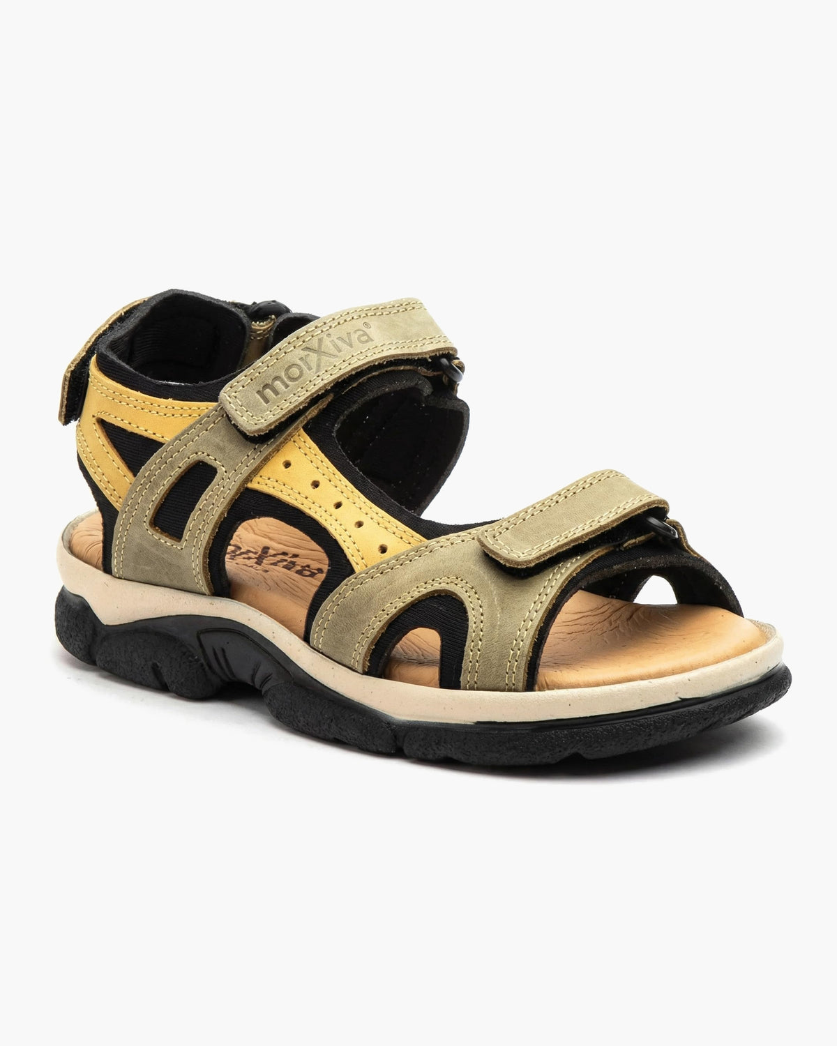NOESLOMISMO BY DILEMA Sandalias Cangrejeras para Mujer | Cierre de Velcro Ajustable y Suela Antideslizante para Paseos de Verano, Ciudad y Playa | Calzado Ergonómico Fabricado en España - Kaki-Mostaza