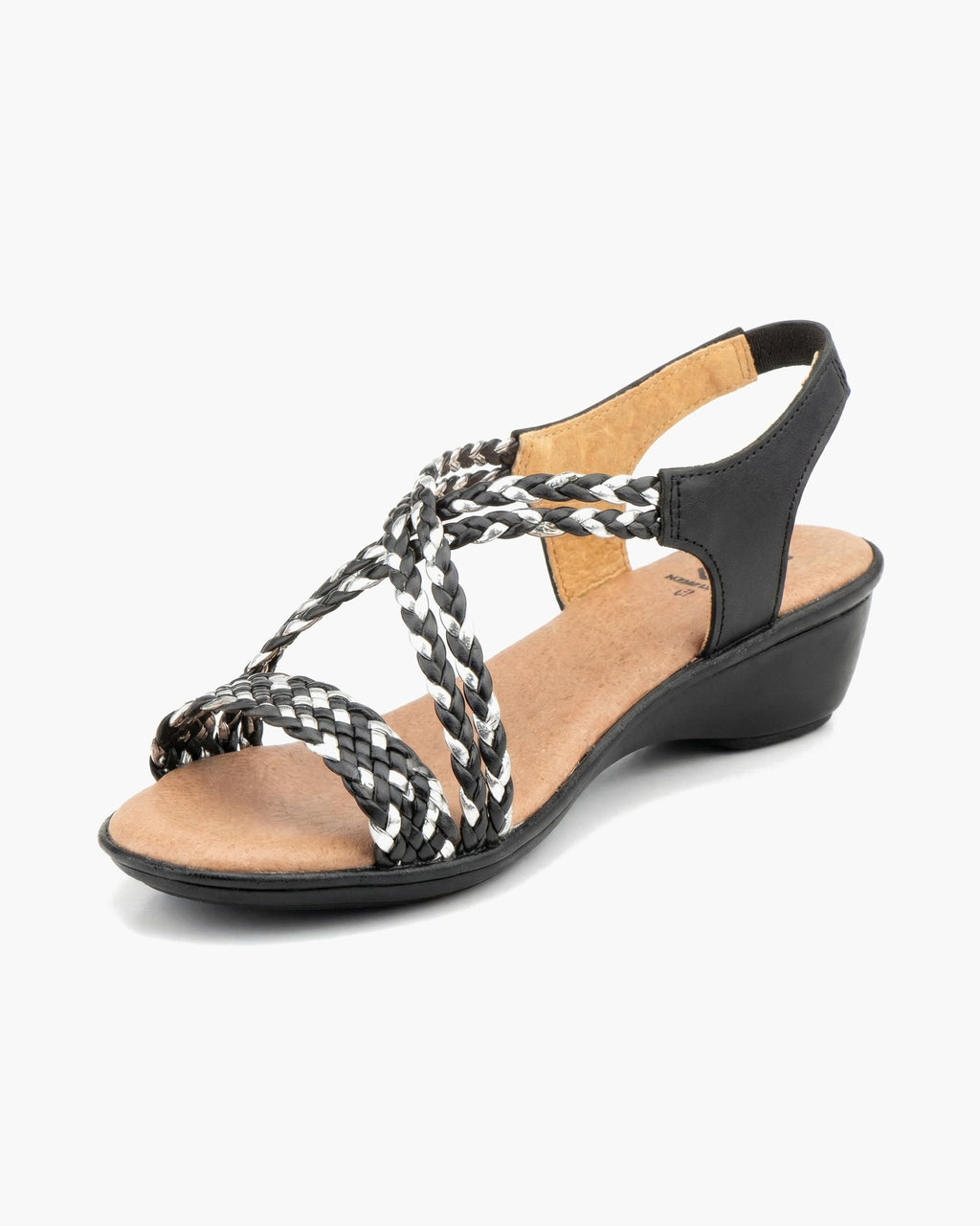 NOESLOMISMO BY DILEMA Sandalias de Mujer Trenzadas con Cuña Baja | Fabricación Artesanal Española con Suela Antideslizante | Calzado Ergonómico de Verano para Caminar sin Dolor - Negro