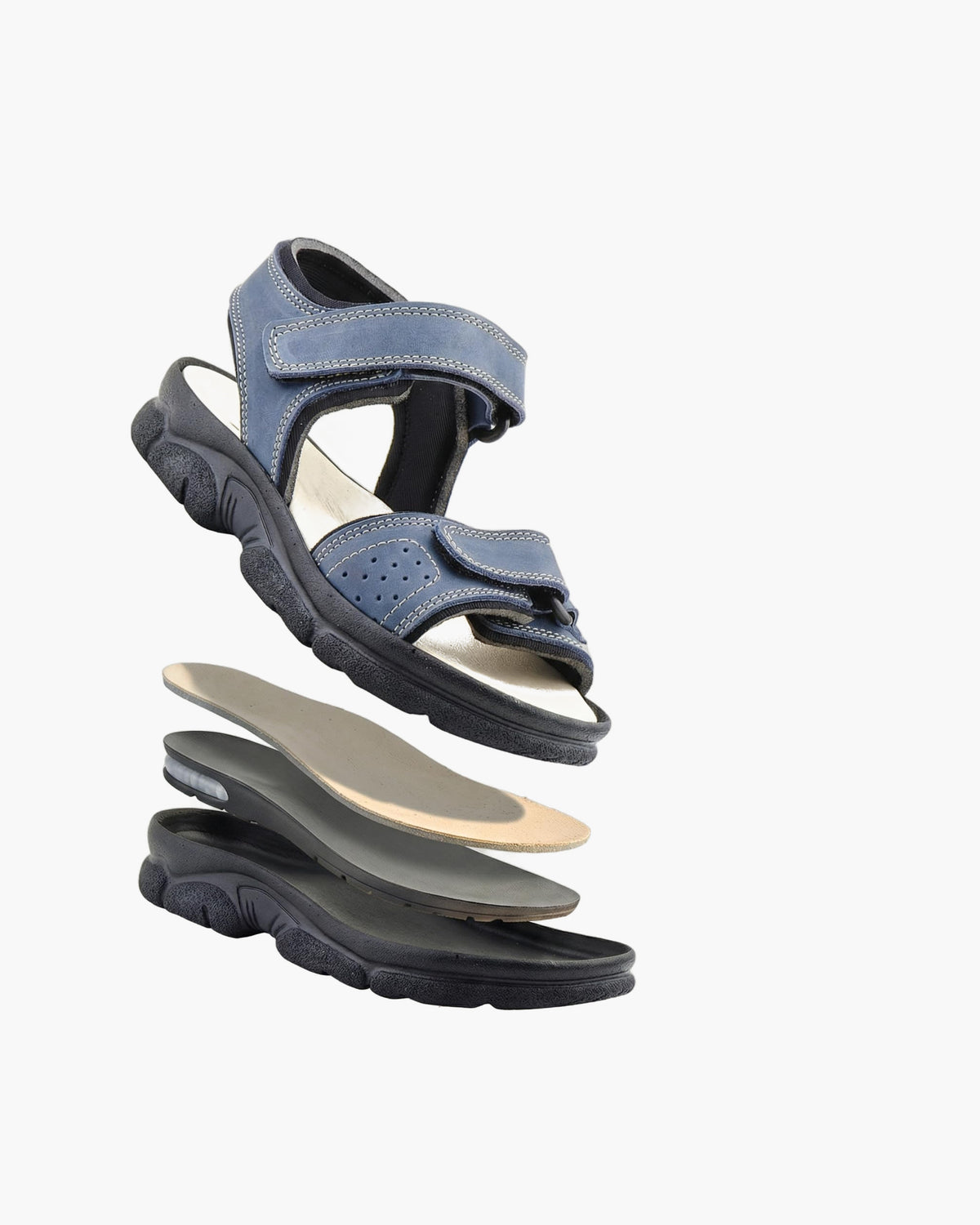 NOESLOMISMO BY DILEMA Sandalias Cómodas para Mujer con Doble Ajuste de Velcro | Estilo Cangrejera Abierta Antideslizante para Paseos de Verano y Uso Diario | Confort Ergonómico y Artesanía Española - Marino