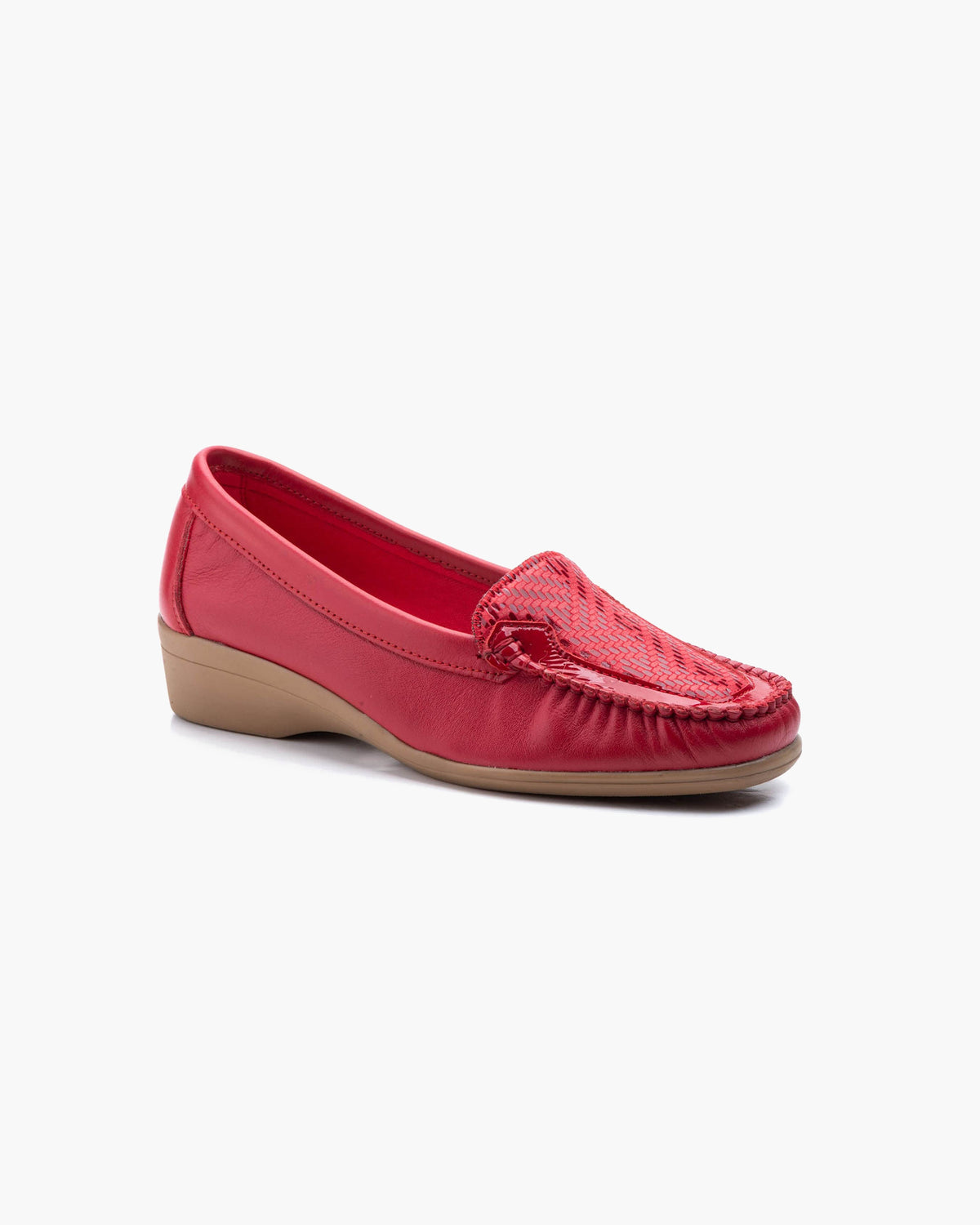 Mocasines para Mujer de Piel cómodos Zapatos clásicos de Vestir y Casual Zapatillas 24 Horas señora Calzado de Verano e Invierno Tipo Penny en Gamuza - Rojo