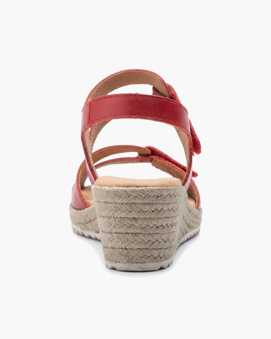 NOESLOMISMO BY DILEMA Sandalias para Mujer de Cuña Cómodas con Cierre de Velcro Ajustable | Zapatos de Verano Ergonómicos para Caminar, Ciudad y Playa | Fabricadas en España - Rojo