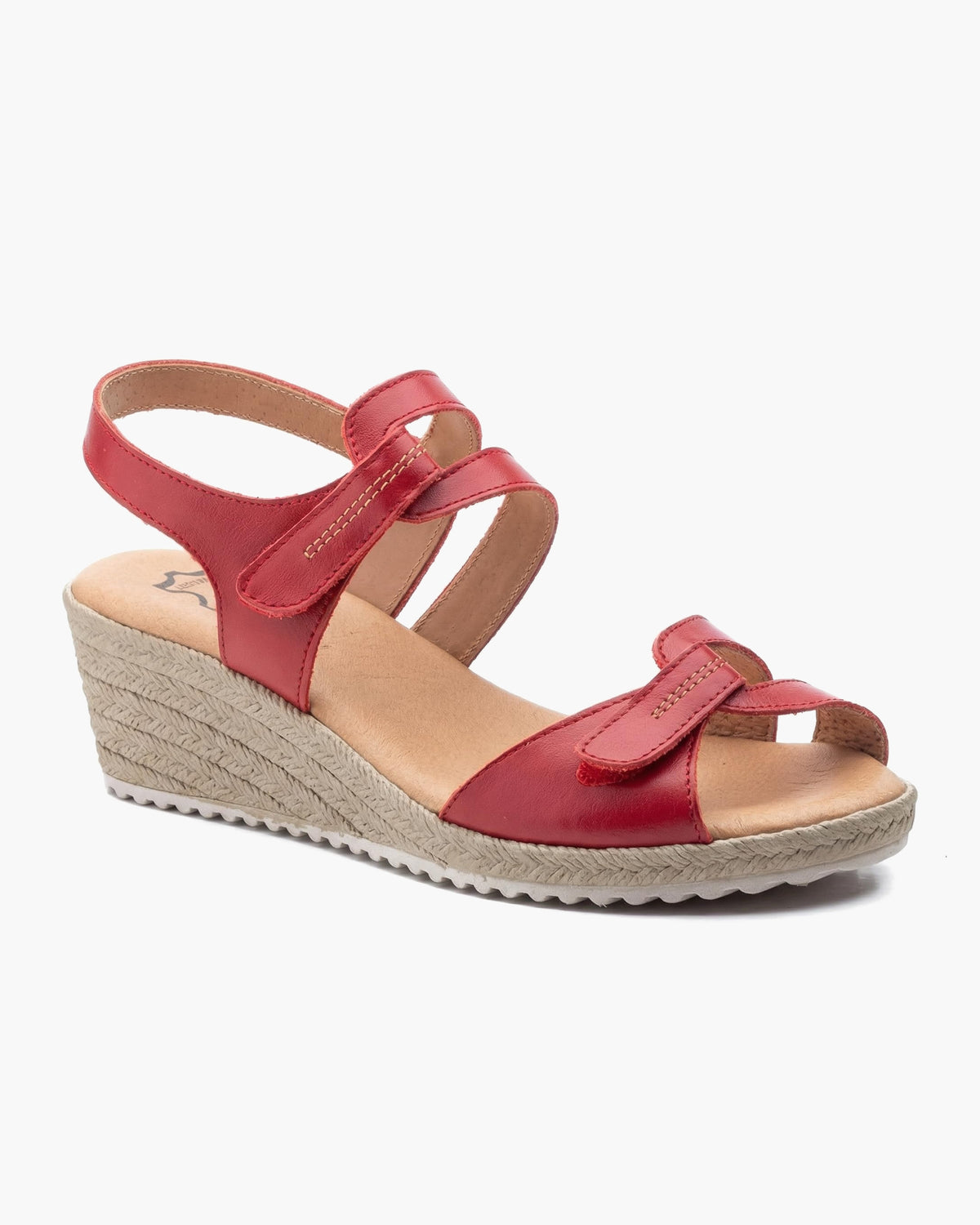 NOESLOMISMO BY DILEMA Sandalias para Mujer de Cuña Cómodas con Cierre de Velcro Ajustable | Zapatos de Verano Ergonómicos para Caminar, Ciudad y Playa | Fabricadas en España - Rojo