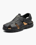 NOESLOMISMO BY DILEMA Sandalias de Piel para Hombre con Cierre de Velcro | Calzado Abierto Antideslizante Estilo Cangrejera para Caminar en Verano | Confort Ergonómico Hecho en España - Negro