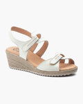 NOESLOMISMO BY DILEMA Sandalias para Mujer de Cuña Cómodas con Cierre de Velcro Ajustable | Zapatos de Verano Ergonómicos para Caminar, Ciudad y Playa | Fabricadas en España - Beige