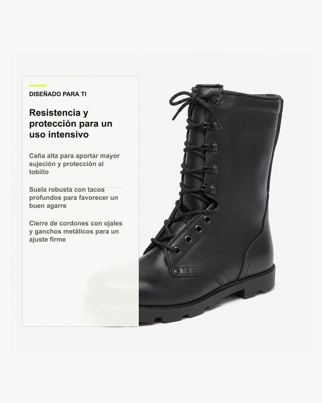 Segarra Botas Militares Hombre de Piel con Cordones, Negro - Negro