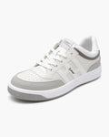 Zapatillas Hombre de Piel Casual con Cordones, Blanco y Gris - Blanco