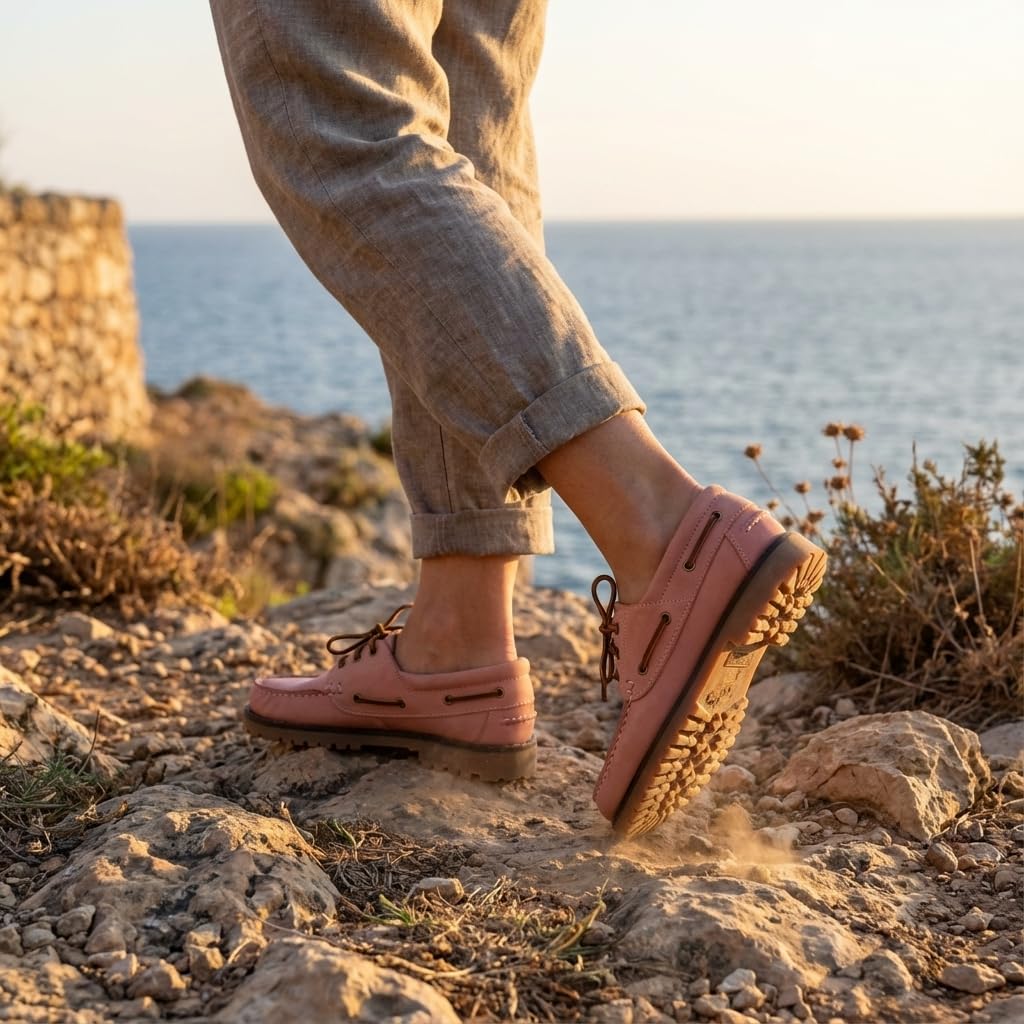 Mocasines para Mujer de Piel cómodos Zapatos clásicos de Vestir y Casual Zapatillas 24 Horas señora Calzado de Verano e Invierno Tipo Penny en Gamuza - Rosa