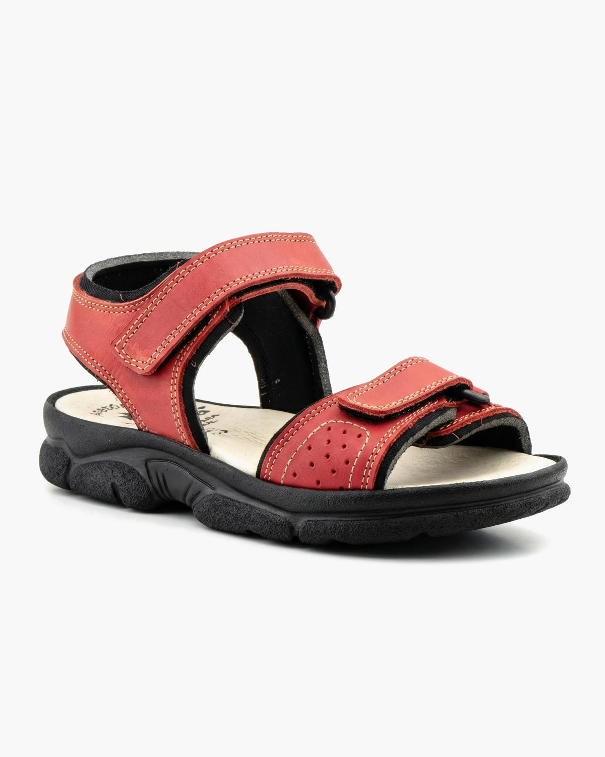NOESLOMISMO BY DILEMA Sandalias Cómodas para Mujer con Doble Ajuste de Velcro | Estilo Cangrejera Abierta Antideslizante para Paseos de Verano y Uso Diario | Confort Ergonómico y Artesanía Española - Rojo