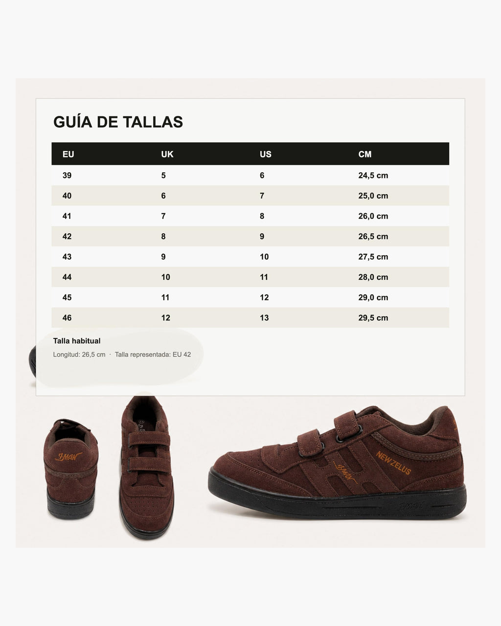 Zapatillas Hombre de Piel con Cierre Autoadherente - Marrón