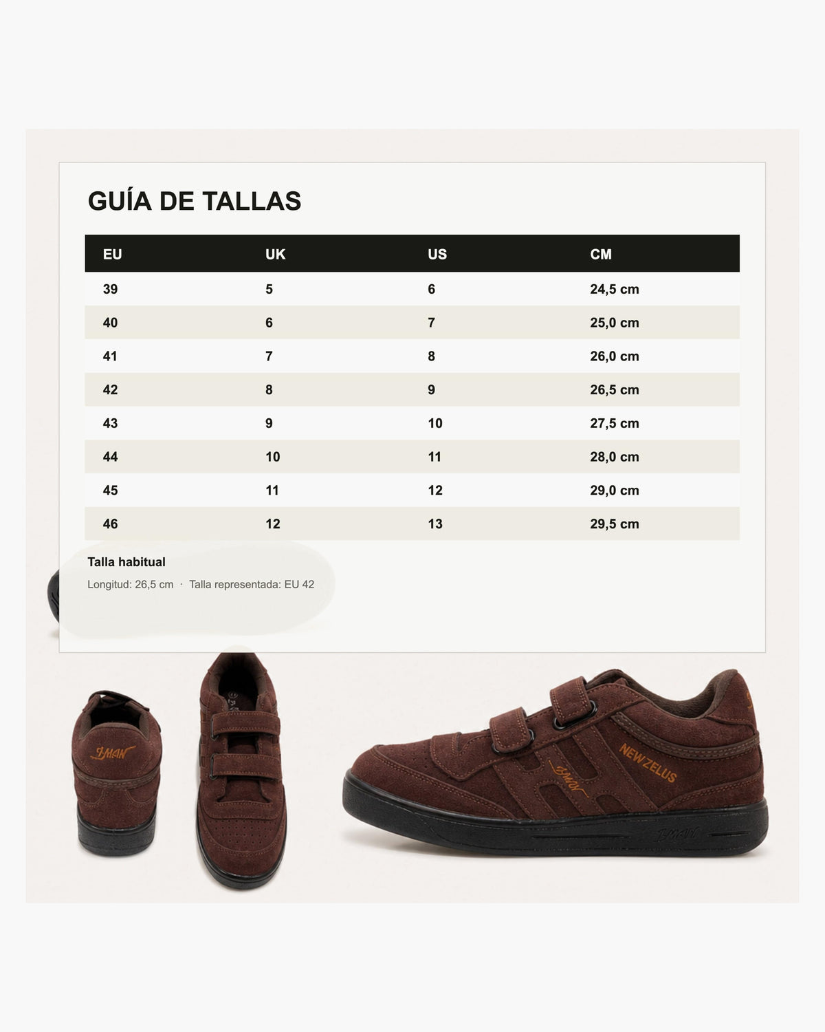 Zapatillas Hombre de Piel con Cierre Autoadherente - Marrón
