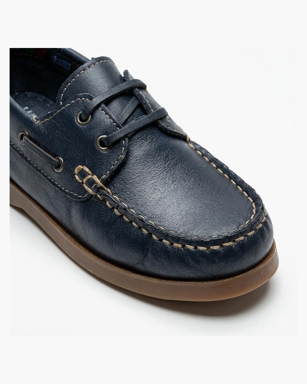 Zapatos náuticos de Cuero Azul Marino para niño con Cordones - Azul Marino
