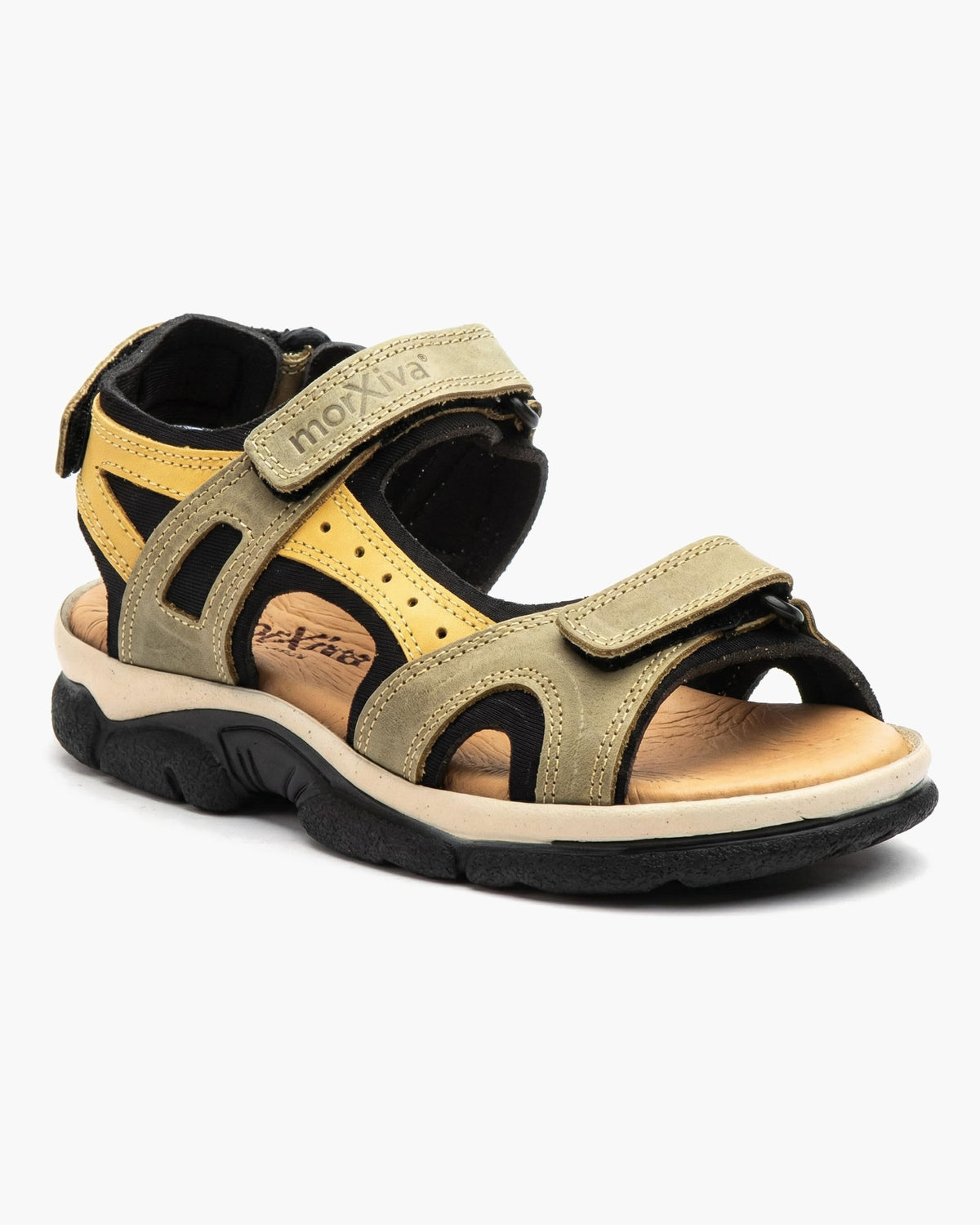 NOESLOMISMO BY DILEMA Sandalias Cangrejeras para Mujer | Cierre de Velcro Ajustable y Suela Antideslizante para Paseos de Verano, Ciudad y Playa | Calzado Ergonómico Fabricado en España - Kaki-Mostaza