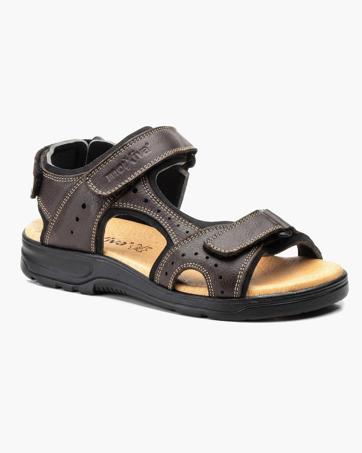 NOESLOMISMO BY DILEMA Sandalias Cangrejeras de Cuero para Hombre | Doble Cierre de Velcro Ajustable | Suela Antideslizante y Ergonómica para Caminatas Urbanas y Verano | Fabricadas en España - Marron