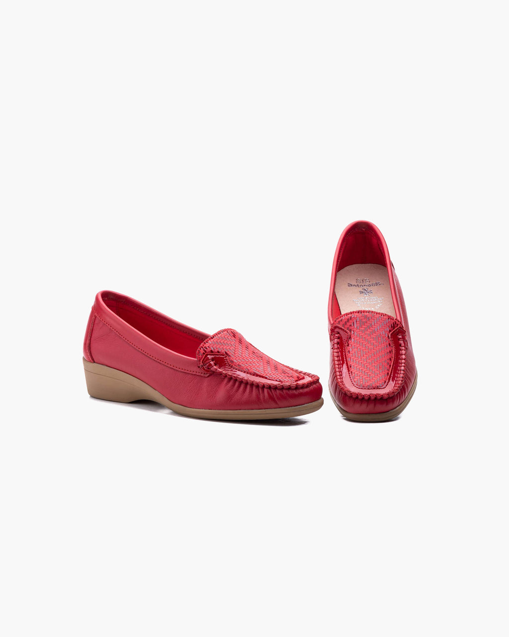 Mocasines para Mujer de Piel cómodos Zapatos clásicos de Vestir y Casual Zapatillas 24 Horas señora Calzado de Verano e Invierno Tipo Penny en Gamuza - Rojo