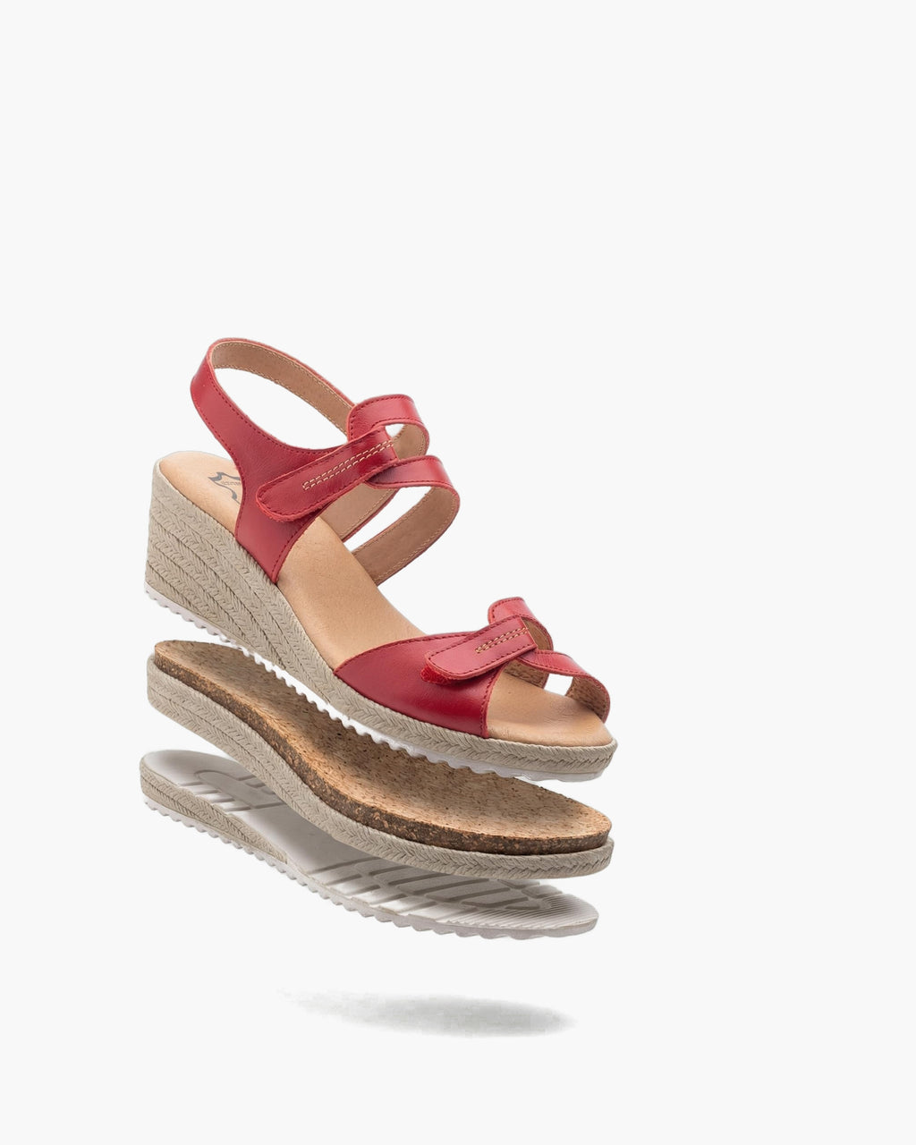 NOESLOMISMO BY DILEMA Sandalias para Mujer de Cuña Cómodas con Cierre de Velcro Ajustable | Zapatos de Verano Ergonómicos para Caminar, Ciudad y Playa | Fabricadas en España - Rojo
