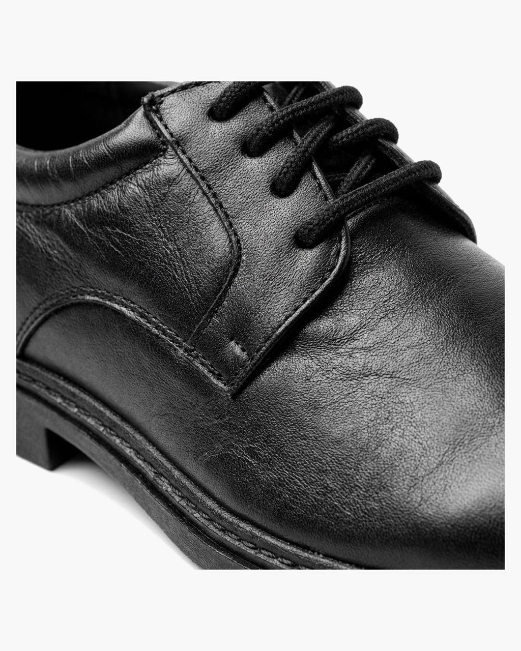 Zapatos de vestir de cuero negros para hombre con cordones Derby - Negro