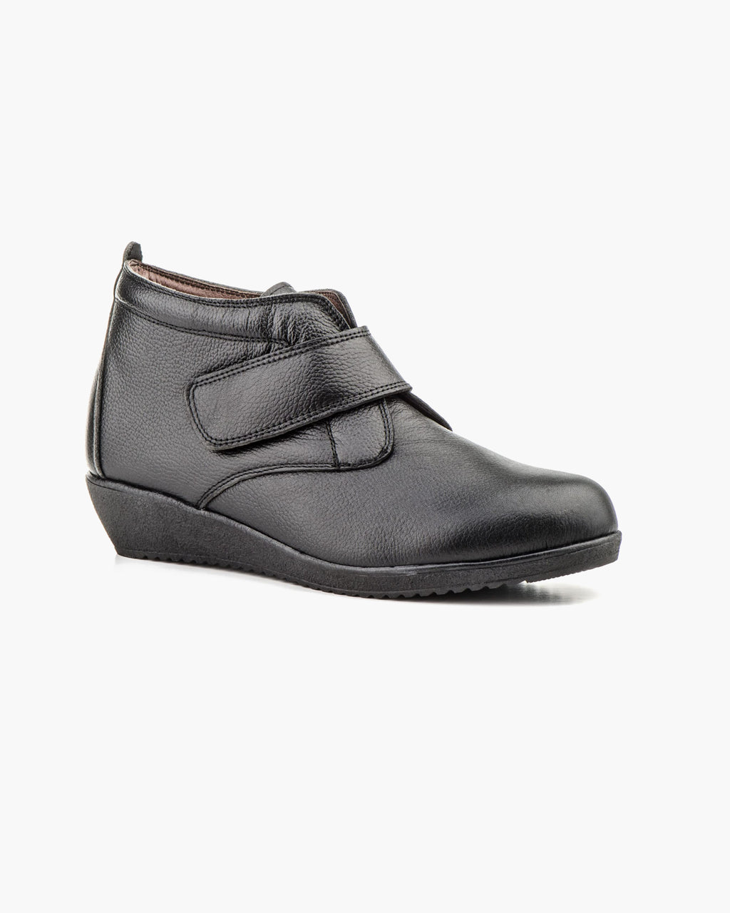Botines mujer de piel con tacón o plataforma Botín cómodo de invierno y otoño Calzado artesanal de España tipo cuña o camperos en ante y cuero Elegantes e informales - Negro
