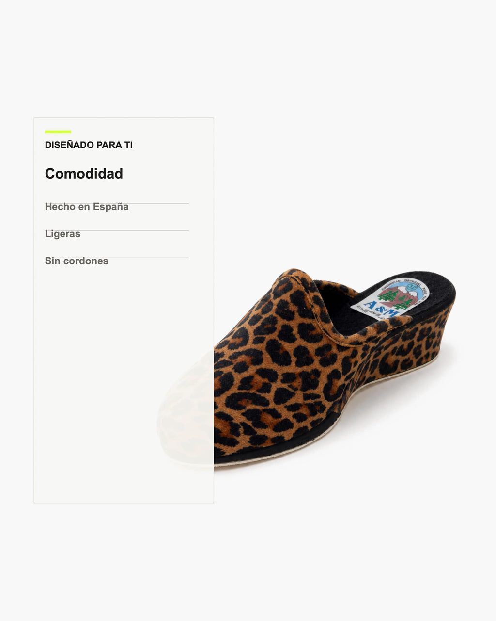Zapatillas de casa mujer con cuña, puntera cerrada, estampado leopardo - Leopardo