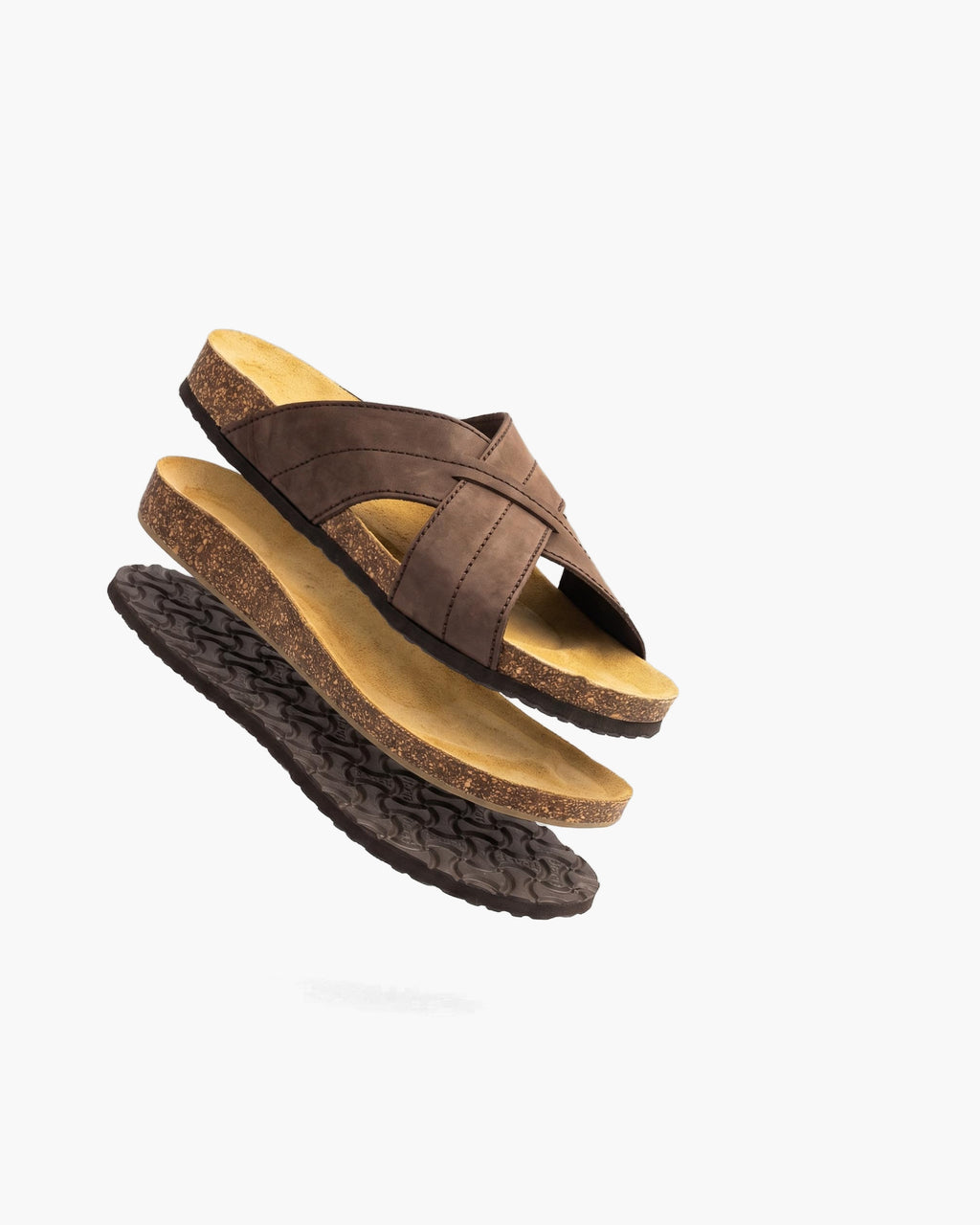 NOESLOMISMO BY DILEMA Sandalias de Hombre con Tiras Cruzadas y Plantilla Ergonómica | Suela Antideslizante y Flexible | Calzado Casual de Verano Fabricado en España para Playa y Ciudad - Marron