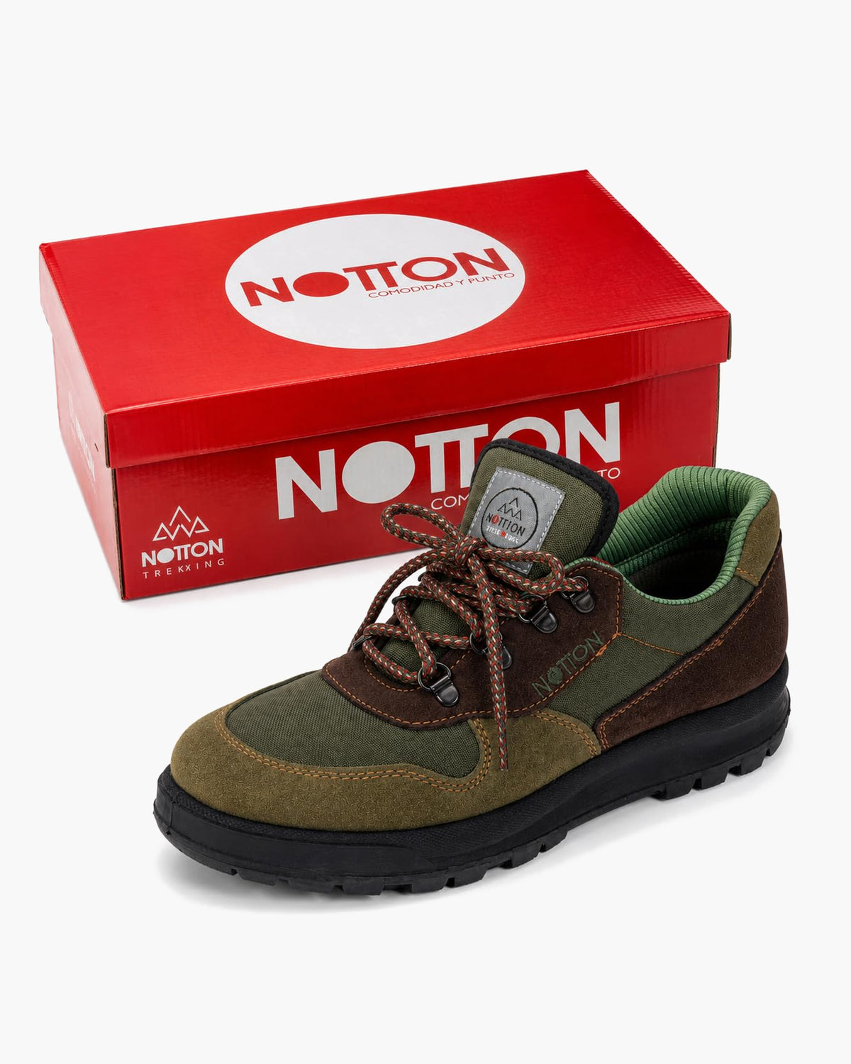 Zapatillas Trekking Mujer Impermeables de Piel, Verde y Marrón - Kaki-Serraje