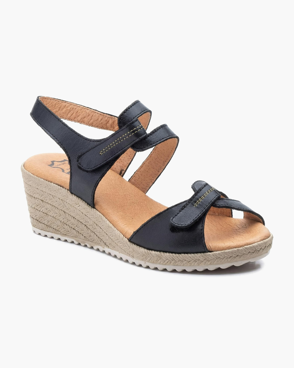 NOESLOMISMO BY DILEMA Sandalias para Mujer de Cuña Cómodas con Cierre de Velcro Ajustable | Zapatos de Verano Ergonómicos para Caminar, Ciudad y Playa | Fabricadas en España - Negro