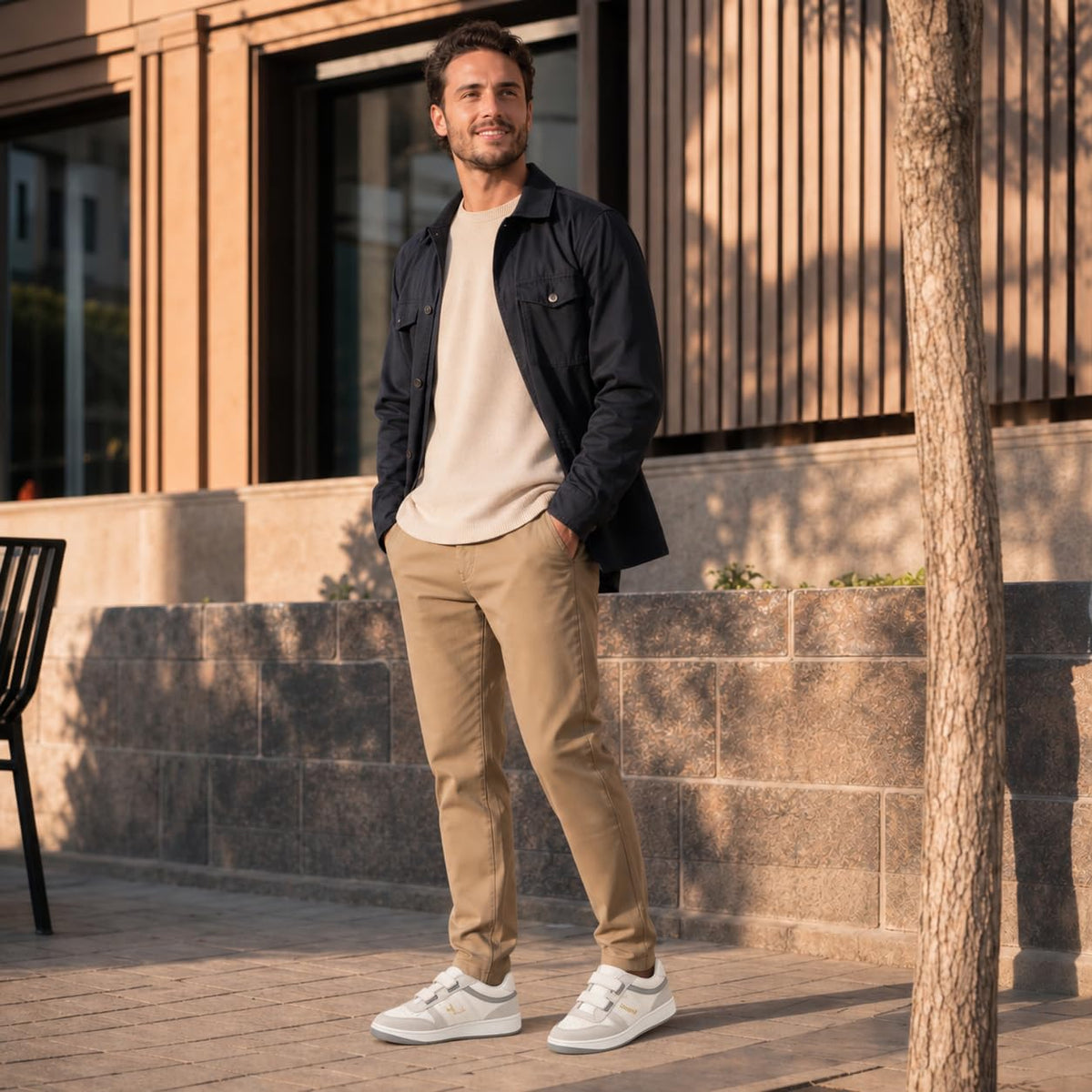 Zapatillas Hombre de Piel con Cierre Autoadherente - Blanco