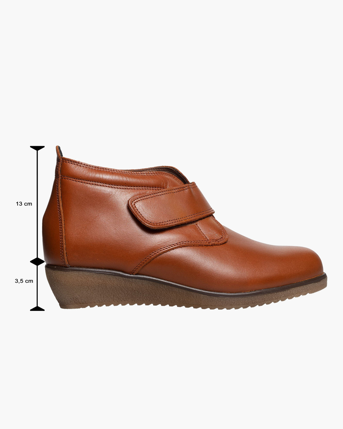Botines mujer de piel con tacón o plataforma Botín cómodo de invierno y otoño Calzado artesanal de España tipo cuña o camperos en ante y cuero Elegantes e informales - Cuero