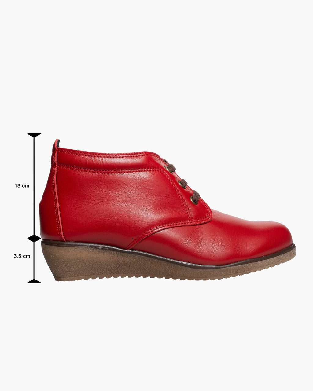 Botines mujer de piel con tacón o plataforma Botín cómodo de invierno y otoño Calzado artesanal de España tipo cuña o camperos en ante y cuero Elegantes e informales - Rojo