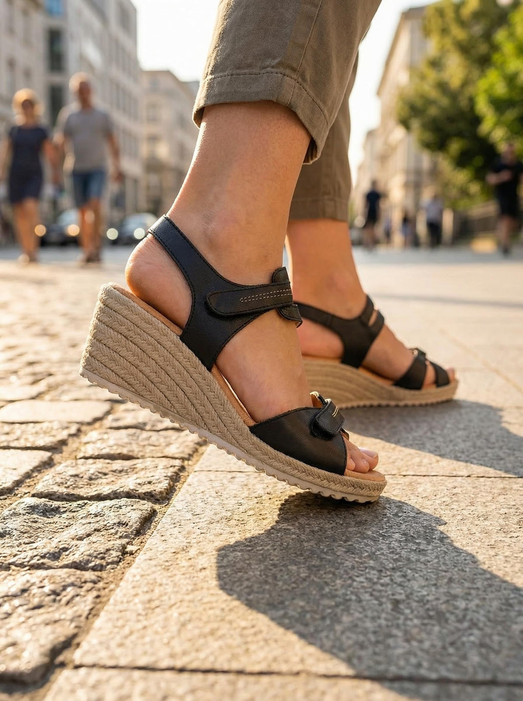 NOESLOMISMO BY DILEMA Sandalias para Mujer de Cuña Cómodas con Cierre de Velcro Ajustable | Zapatos de Verano Ergonómicos para Caminar, Ciudad y Playa | Fabricadas en España - Negro