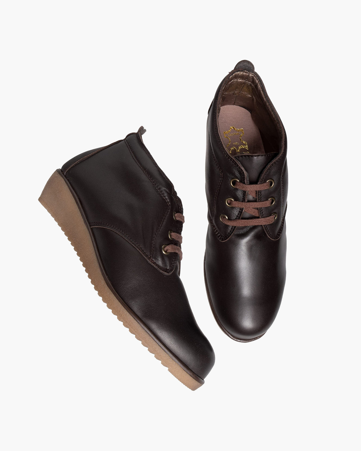 Botines mujer de piel con tacón o plataforma Botín cómodo de invierno y otoño Calzado artesanal de España tipo cuña o camperos en ante y cuero Elegantes e informales - Marrón