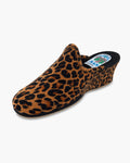 Zapatillas de casa mujer con cuña, puntera cerrada, estampado leopardo - Leopardo
