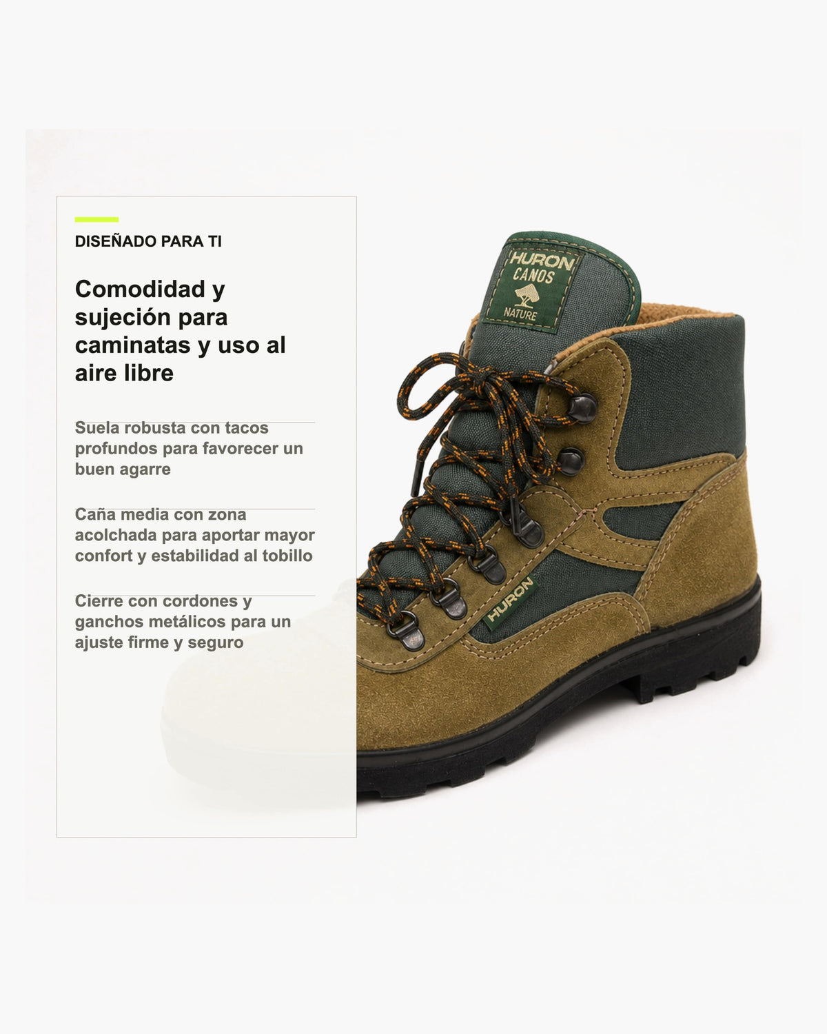 Botas de Montaña Mujer Impermeables de Cuero para Trekking, Verde - Kaki
