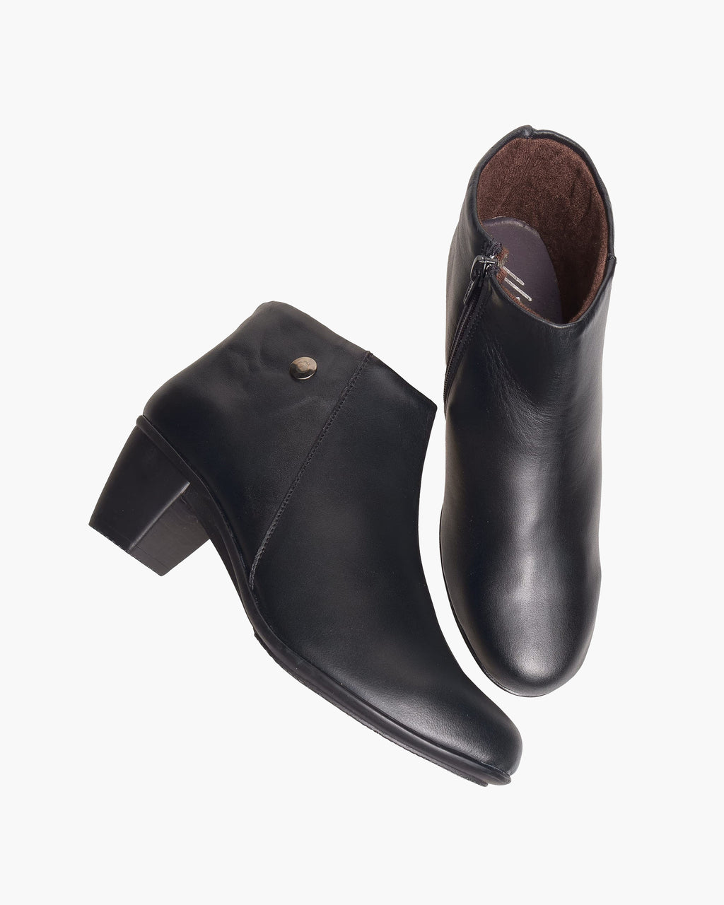 Botines mujer de piel con tacón o plataforma Botín cómodo de invierno y otoño Calzado artesanal de España tipo cuña o camperos en ante y cuero Elegantes e informales - Negro