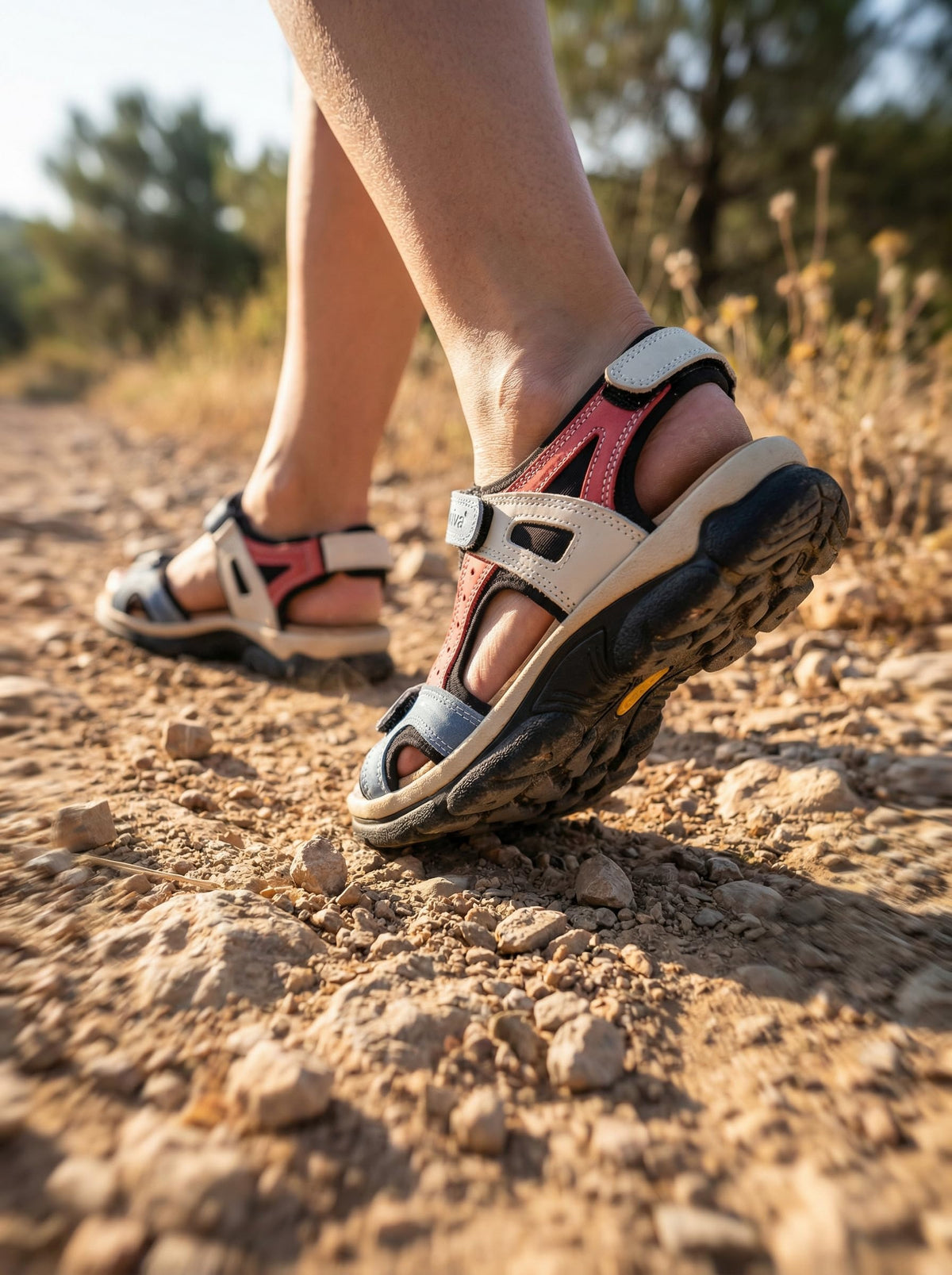 NOESLOMISMO BY DILEMA Sandalias Cangrejeras para Mujer | Cierre de Velcro Ajustable y Suela Antideslizante para Paseos de Verano, Ciudad y Playa | Calzado Ergonómico Fabricado en España - Azul-Blanco