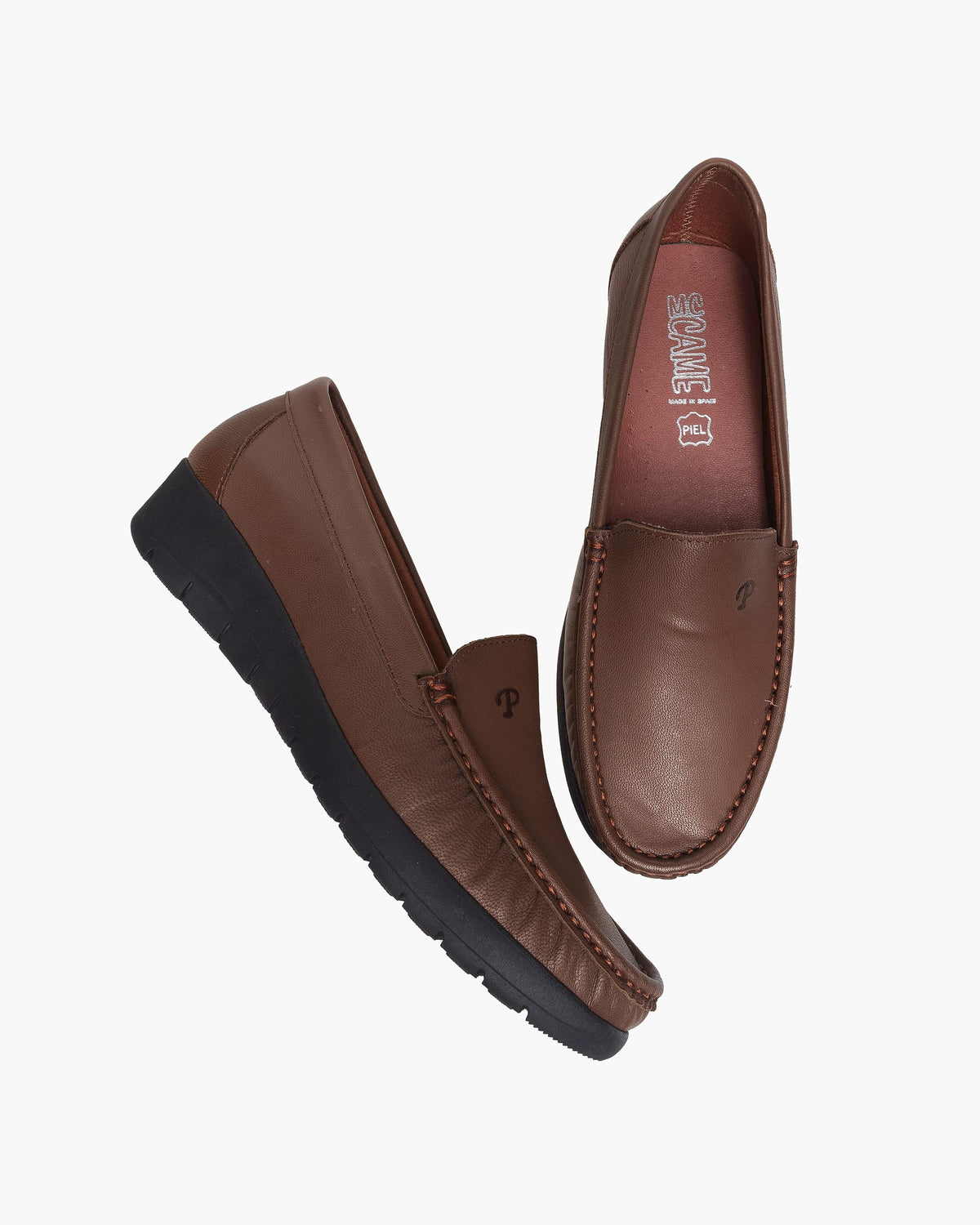 Mocasines para Mujer de Piel cómodos Zapatos clásicos de Vestir y Casual Zapatillas 24 Horas señora Calzado de Verano e Invierno Tipo Penny en Gamuza - Marron