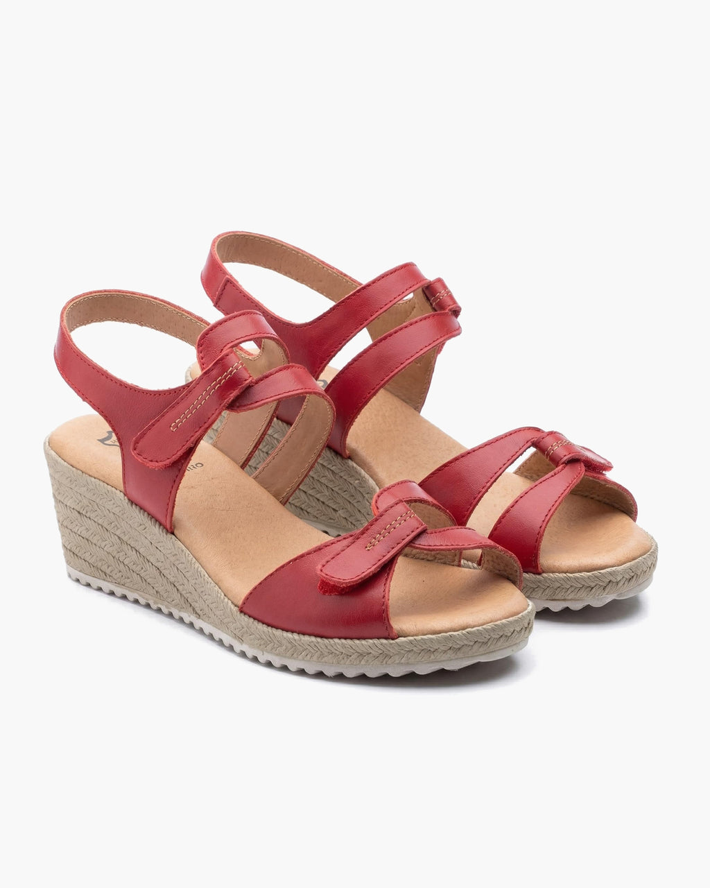 NOESLOMISMO BY DILEMA Sandalias para Mujer de Cuña Cómodas con Cierre de Velcro Ajustable | Zapatos de Verano Ergonómicos para Caminar, Ciudad y Playa | Fabricadas en España - Rojo
