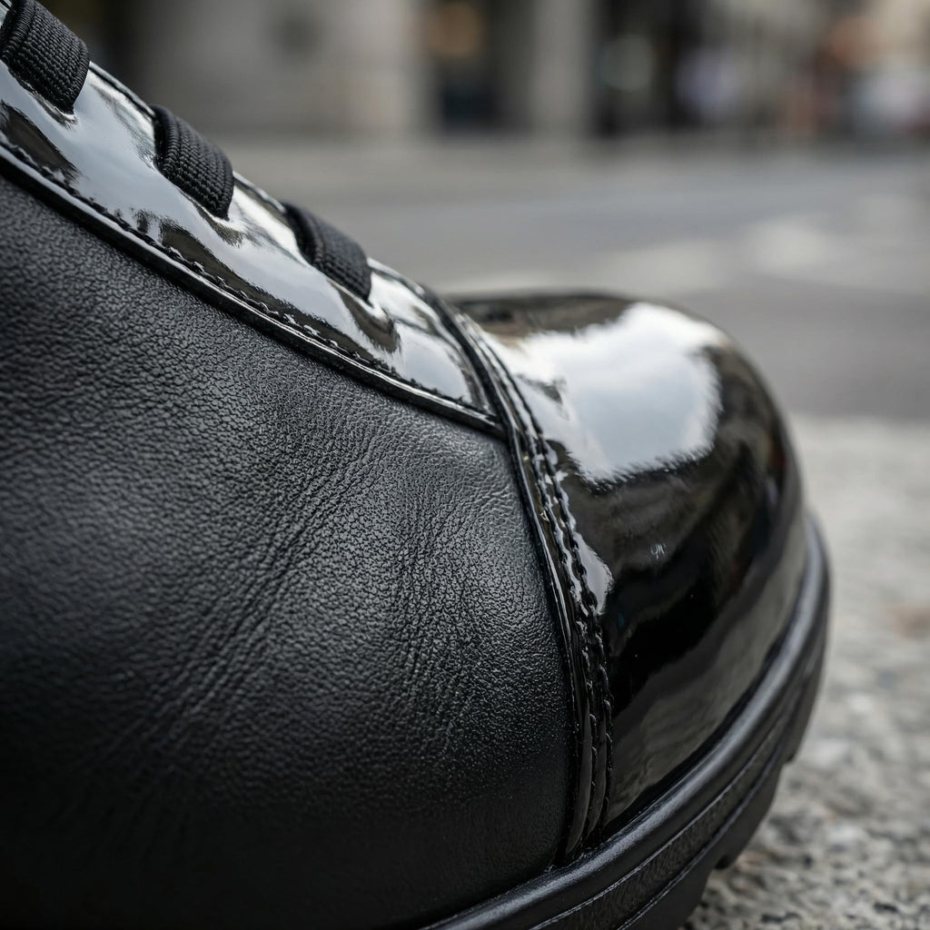 NOESLOMISMO BY DILEMA Zapatos Derby de Piel para Mujer | Cierre de Cordones Elásticos y Suela Confort Antideslizante | Calzado Casual para Trabajo y Uso Diario - Negro