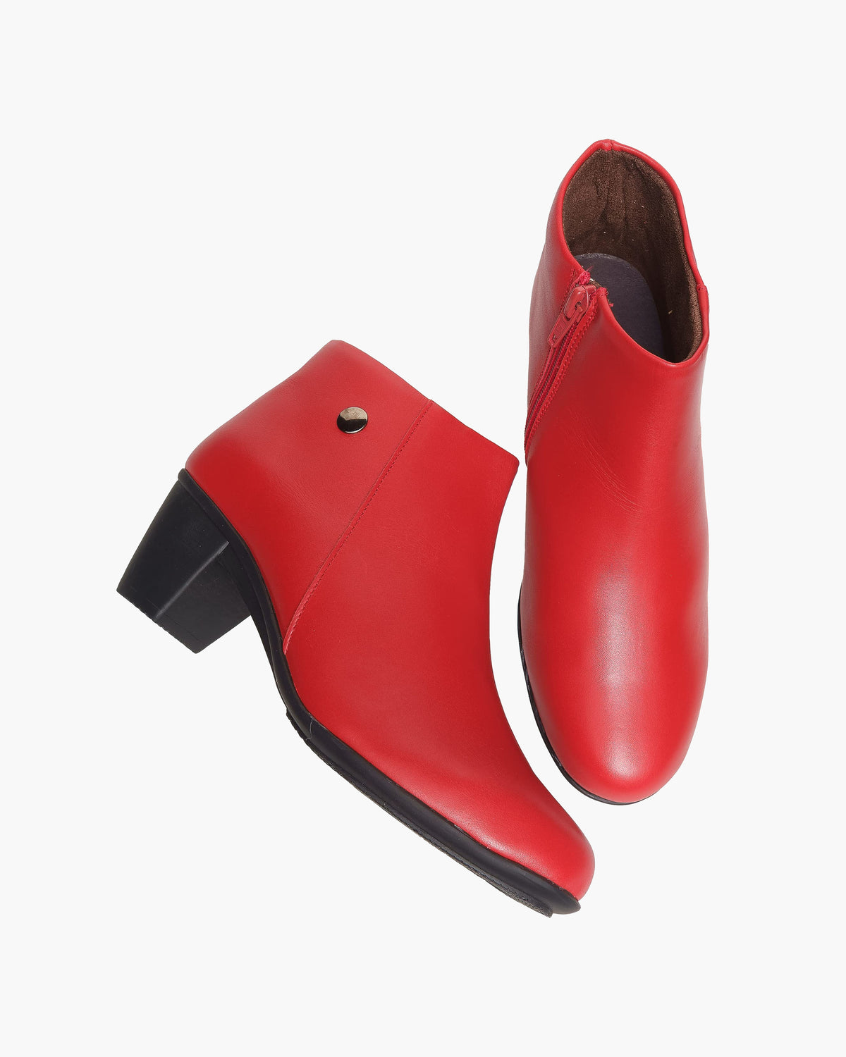 Botines mujer de piel con tacón o plataforma Botín cómodo de invierno y otoño Calzado artesanal de España tipo cuña o camperos en ante y cuero Elegantes e informales - Rojo