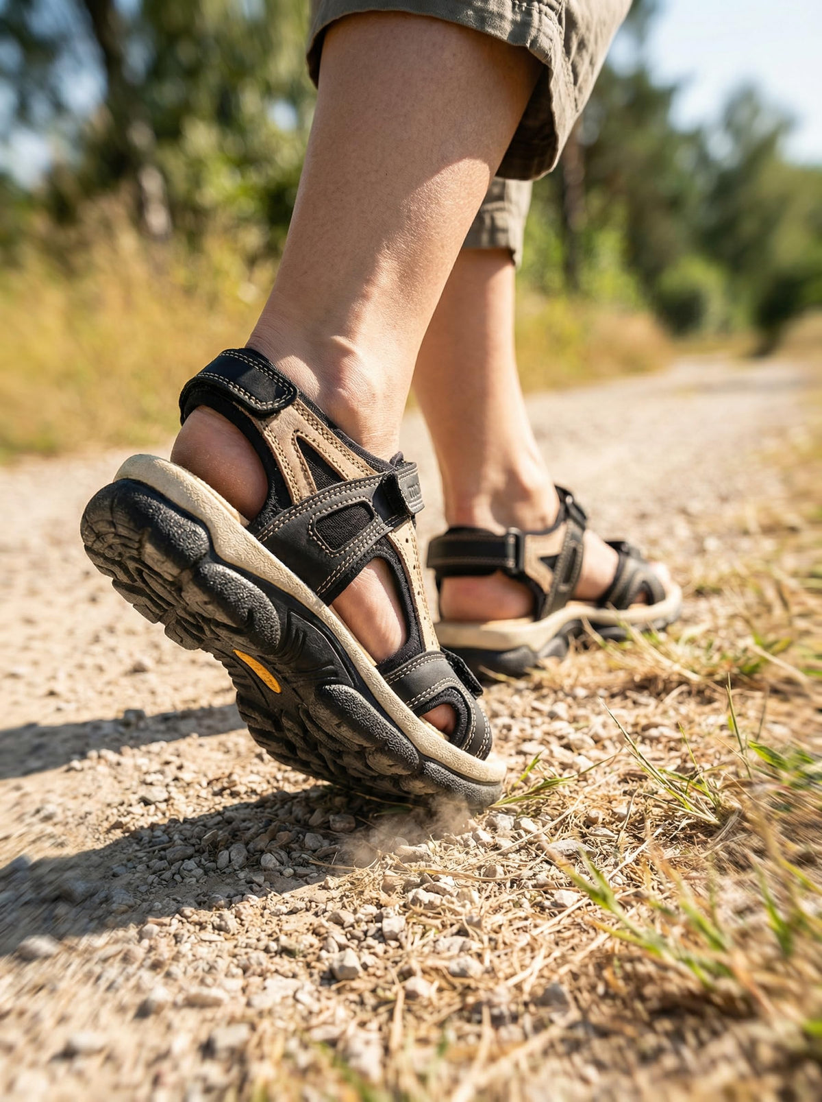 NOESLOMISMO BY DILEMA Sandalias Cangrejeras para Mujer | Cierre de Velcro Ajustable y Suela Antideslizante para Paseos de Verano, Ciudad y Playa | Calzado Ergonómico Fabricado en España - Negro-Taupe