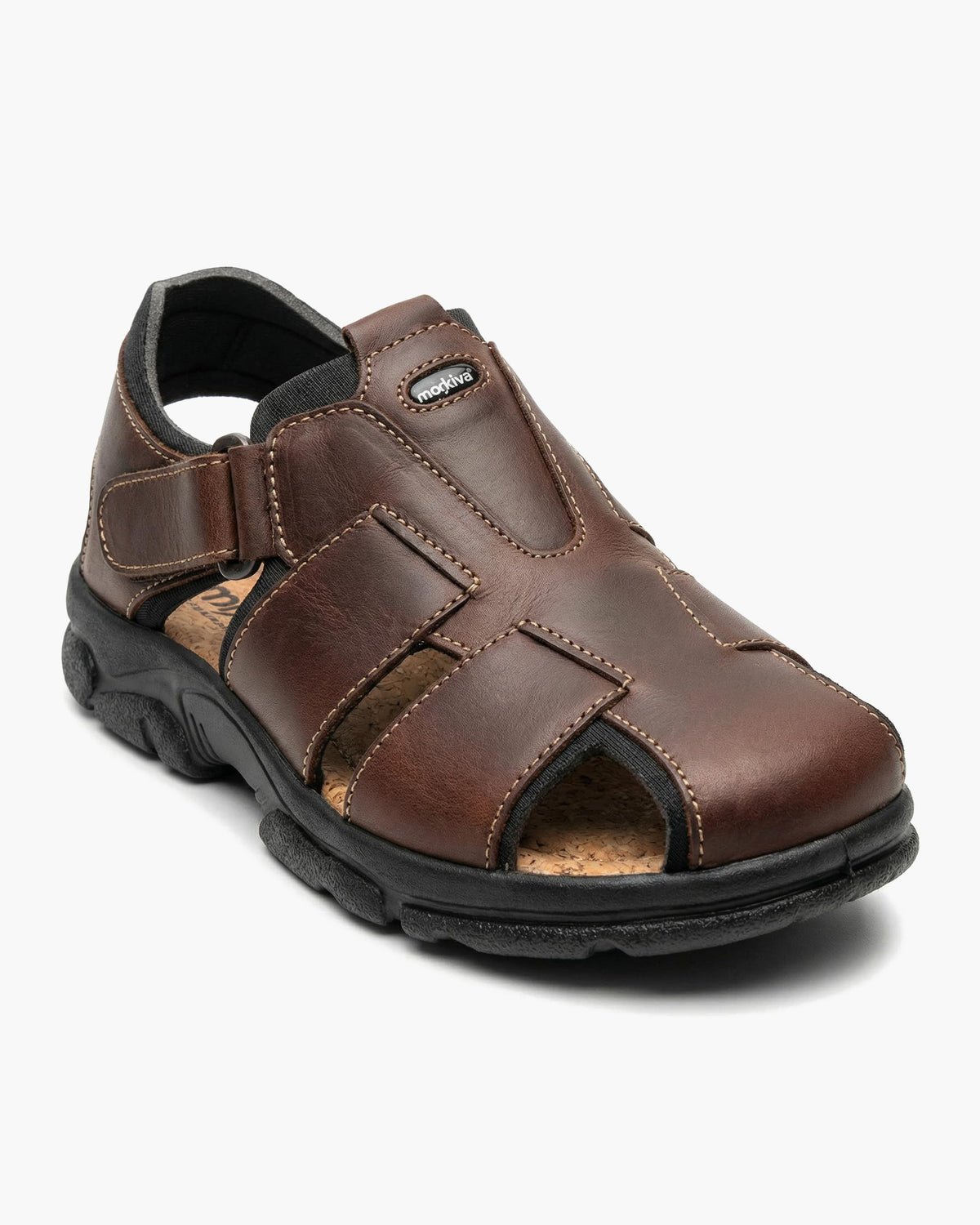 NOESLOMISMO BY DILEMA Sandalias de Piel para Hombre con Cierre de Velcro | Calzado Abierto Antideslizante Estilo Cangrejera para Caminar en Verano | Confort Ergonómico Hecho en España - Marron