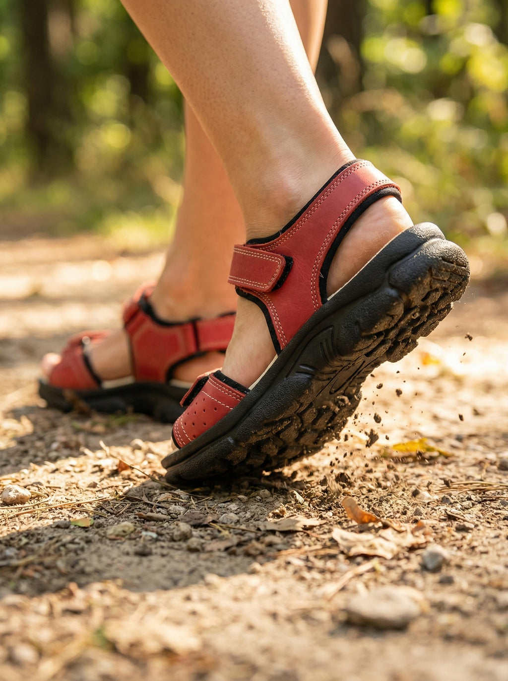 NOESLOMISMO BY DILEMA Sandalias Cómodas para Mujer con Doble Ajuste de Velcro | Estilo Cangrejera Abierta Antideslizante para Paseos de Verano y Uso Diario | Confort Ergonómico y Artesanía Española - Rojo