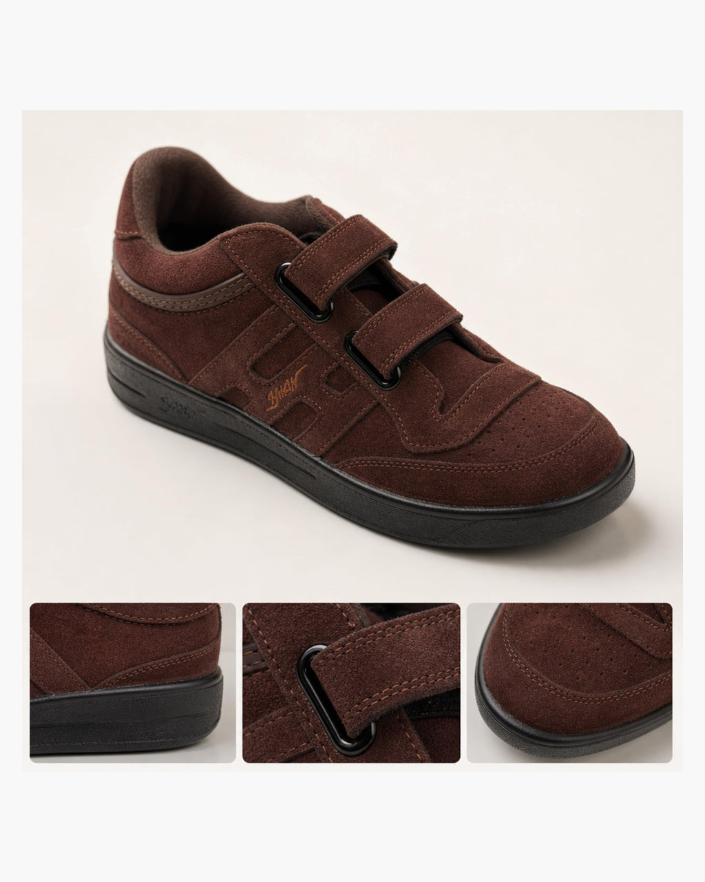 Zapatillas Hombre de Piel con Cierre Autoadherente - Marrón