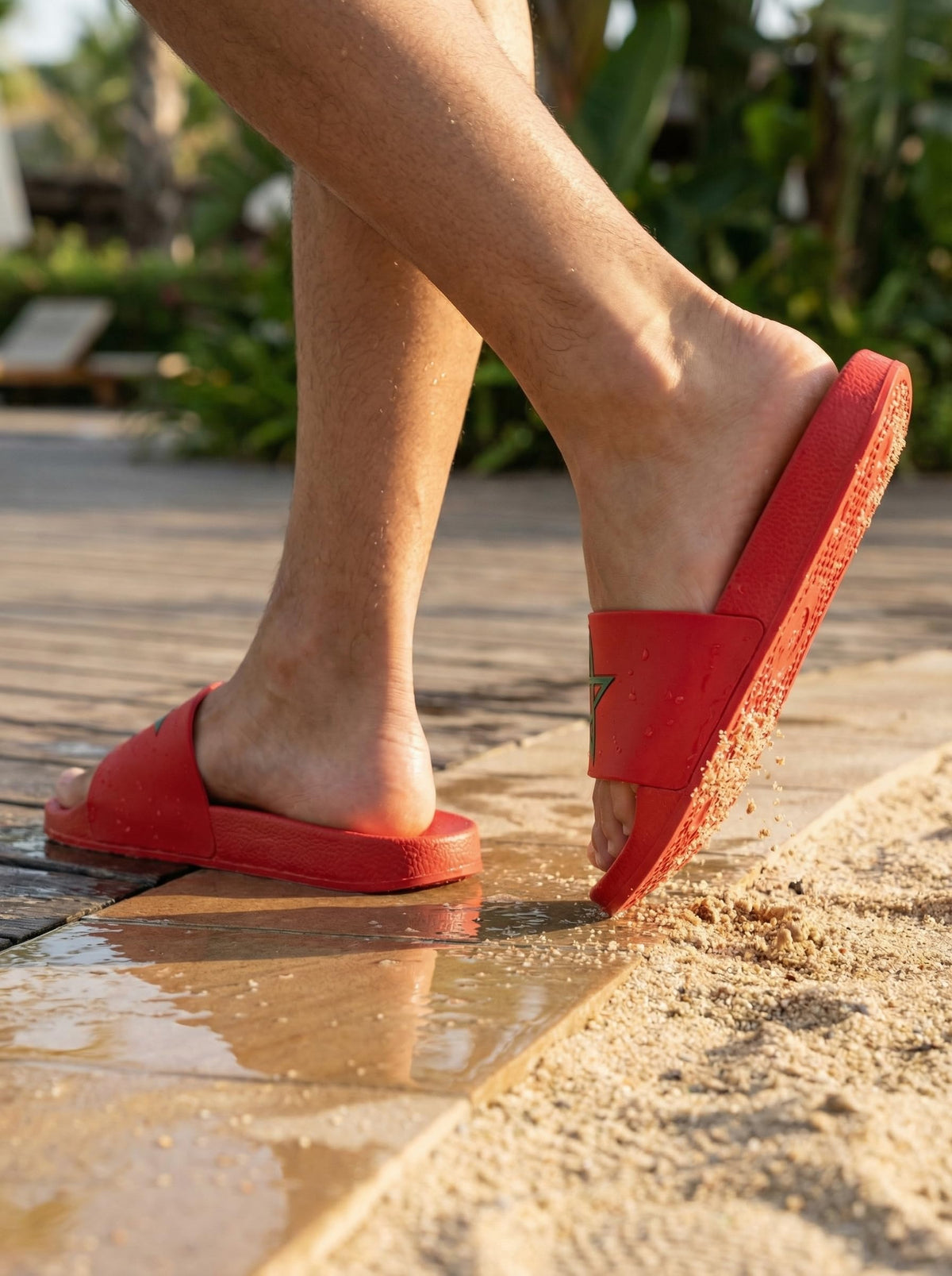 Chanclas Bandera Marruecos marroquí unisex con estrella verde, pala abierta de goma EVA, ligeras cómodas antideslizantes, suela acolchada impermeable para piscina playa ducha baño - Marruecos