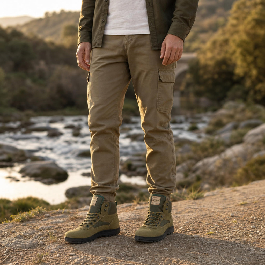 Segarra Botas de Montaña Hombre Impermeables de Cuero para Trekking, Verde - Kaki