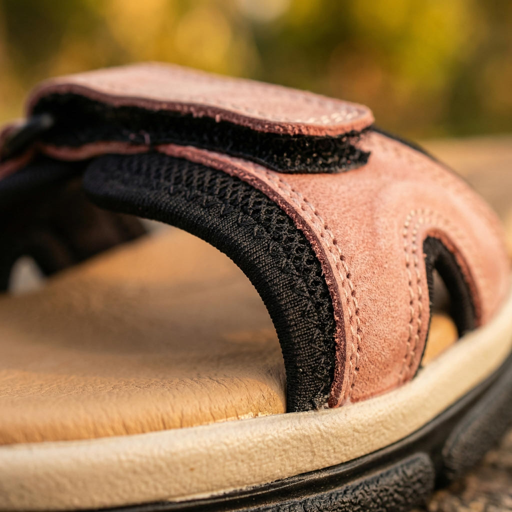 NOESLOMISMO BY DILEMA Sandalias Cangrejeras para Mujer | Cierre de Velcro Ajustable y Suela Antideslizante para Paseos de Verano, Ciudad y Playa | Calzado Ergonómico Fabricado en España - Teja-Taupe