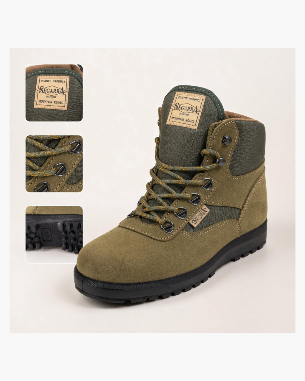 Segarra Botas de Montaña Hombre Impermeables de Cuero para Trekking, Verde - Kaki