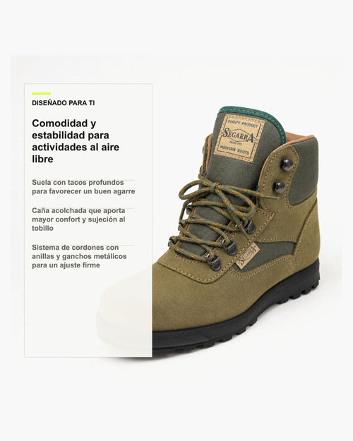 Segarra Botas de Montaña Hombre Impermeables de Cuero para Trekking, Verde - Kaki