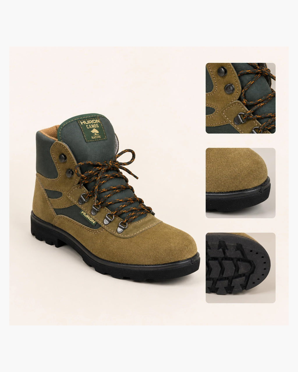 Botas de Montaña Mujer Impermeables de Cuero para Trekking, Verde - Kaki