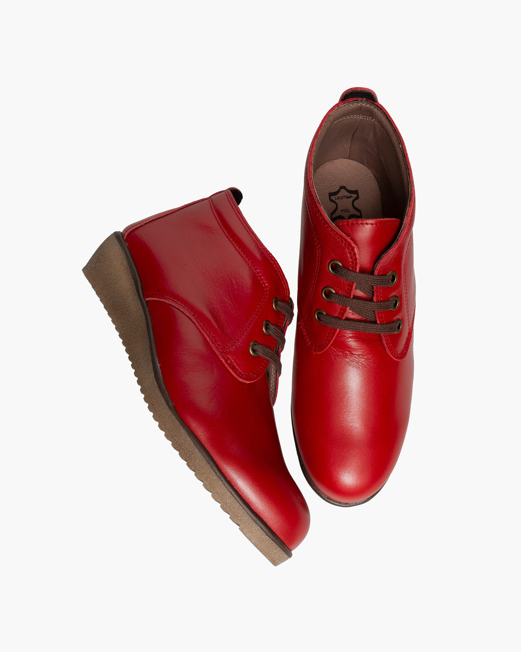 Botines mujer de piel con tacón o plataforma Botín cómodo de invierno y otoño Calzado artesanal de España tipo cuña o camperos en ante y cuero Elegantes e informales - Rojo
