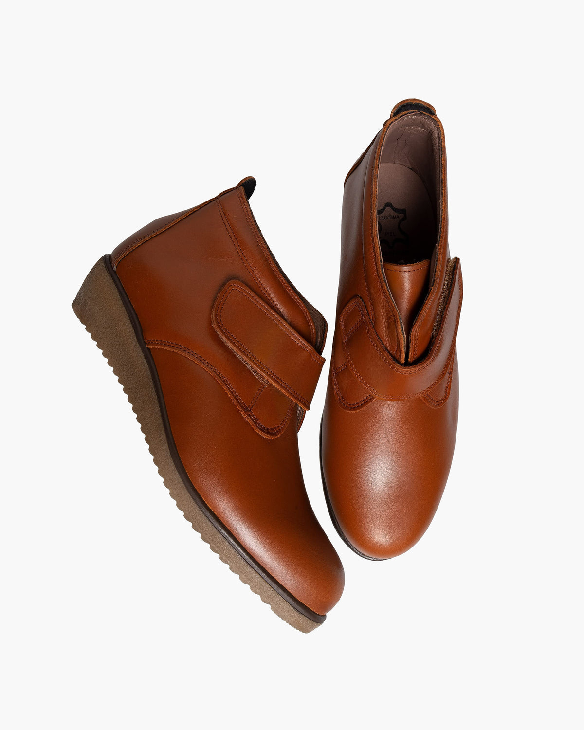 Botines mujer de piel con tacón o plataforma Botín cómodo de invierno y otoño Calzado artesanal de España tipo cuña o camperos en ante y cuero Elegantes e informales - Cuero